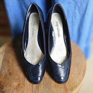 Easy Street Blue Heels with Squared Toe